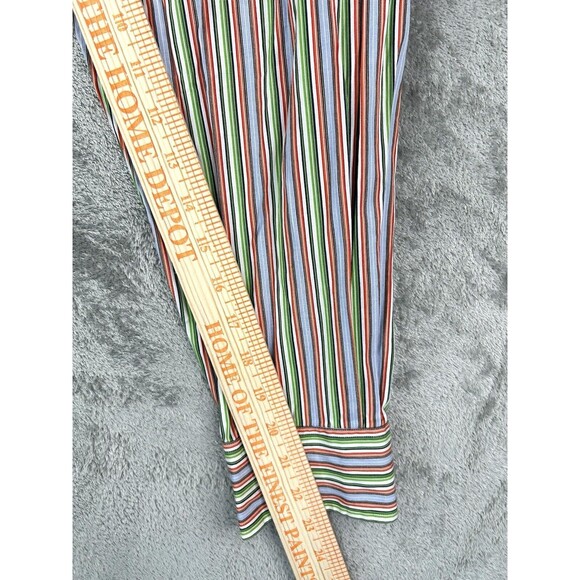 Polo Ralph Lauren Shirt Men's XL 17 Green Blue Vertical Striped Long Sleeve - Picture 5 of 7